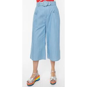 Unique Vintage 1940’s Light Blue Denim Ginger Capri Pants M NWT